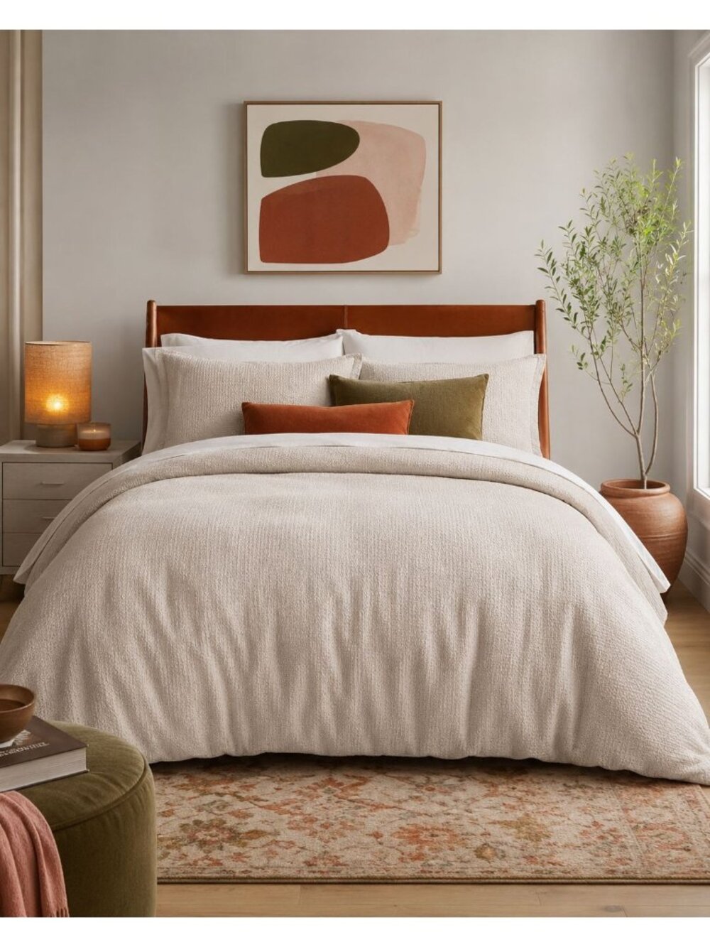 S24 | Quince Organic Luxe Honeycomb Duvet Cover King Cal King Sand NWT - Picture 7 of 11
